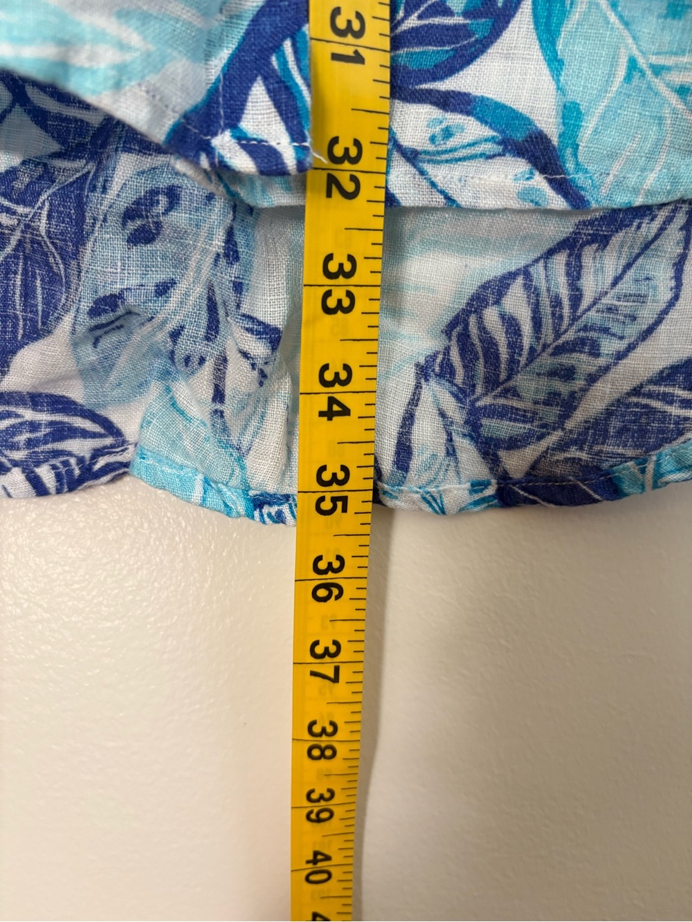 Sigrid Olsen 100% Linen Blue Tropical Palm Leaf Sleeveless Shirt Dress Medium - Picture 8 of 8